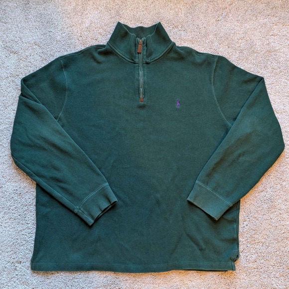 Polo Ralph Lauren Other - Polo Ralph Lauren Quarter Zip Pullover Mens XL Green Cotton Mock Neck Sweater